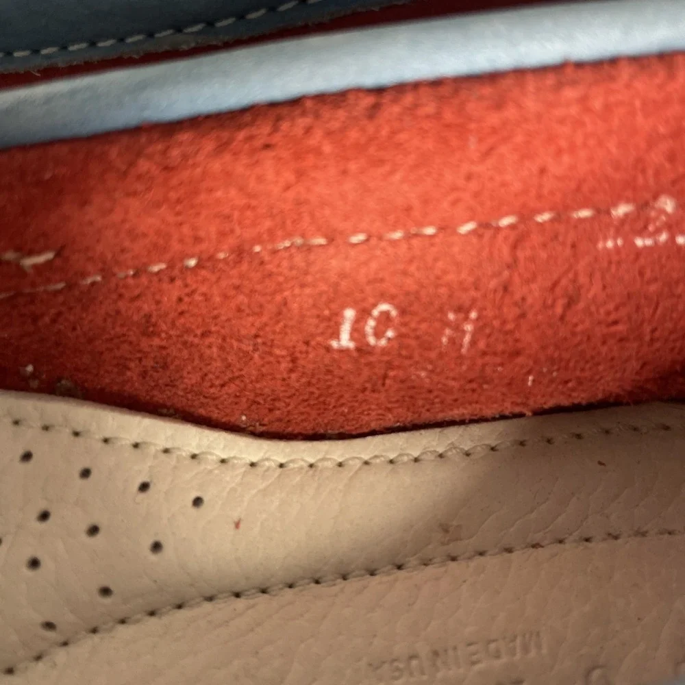 Cole Haan Mens Boat Shoes Size 10 M Red White Blue Leather Lace Up Deck Loafers